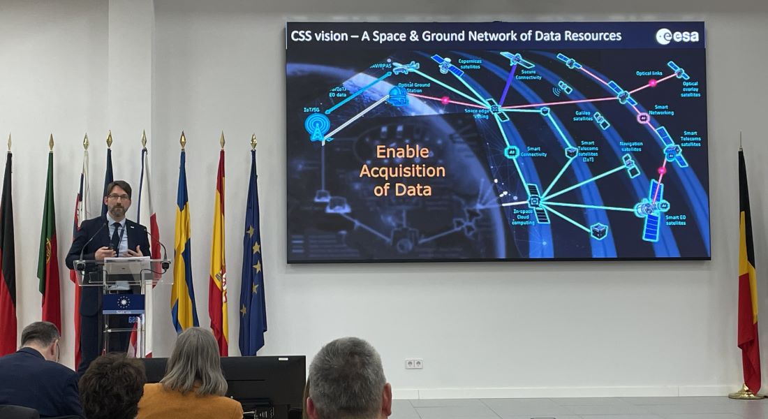 Christopher Topping, Programme Manager for ESA’s Civil Security from Space programme, gave a keynote speech at the workshop
