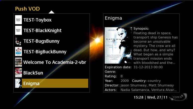 Figure 1 Sample picture of the PushVOD User Interface