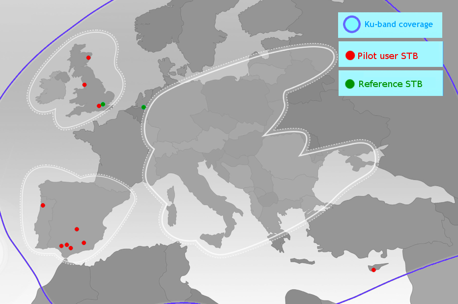 Fig. 3 – Pilot Users Distribution on the HYLAS 1 footprint