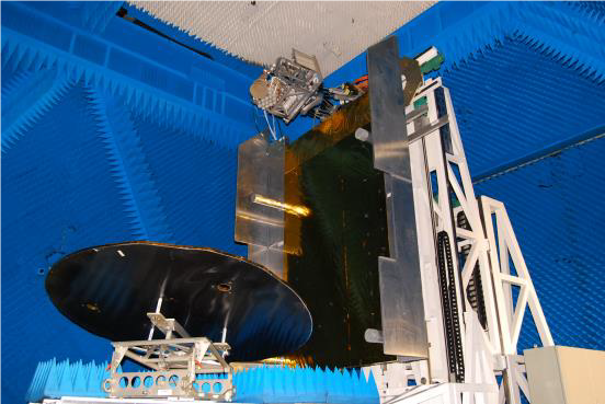 The antenna array system with anti-jamming capabilities in the near field test range (Image credit: ESA) 