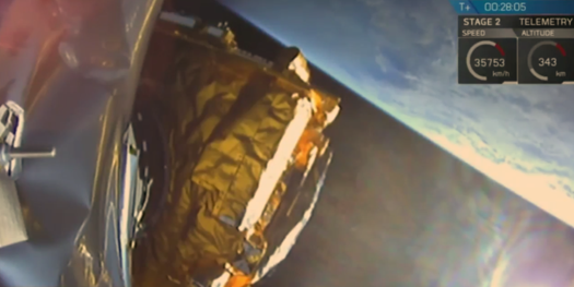 The electric revolution: The satellite being ejected from the launcher. Image credit: SpaceX