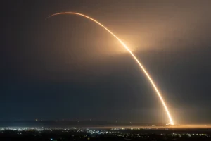 Long exposure shot of Transporter 16's launch.