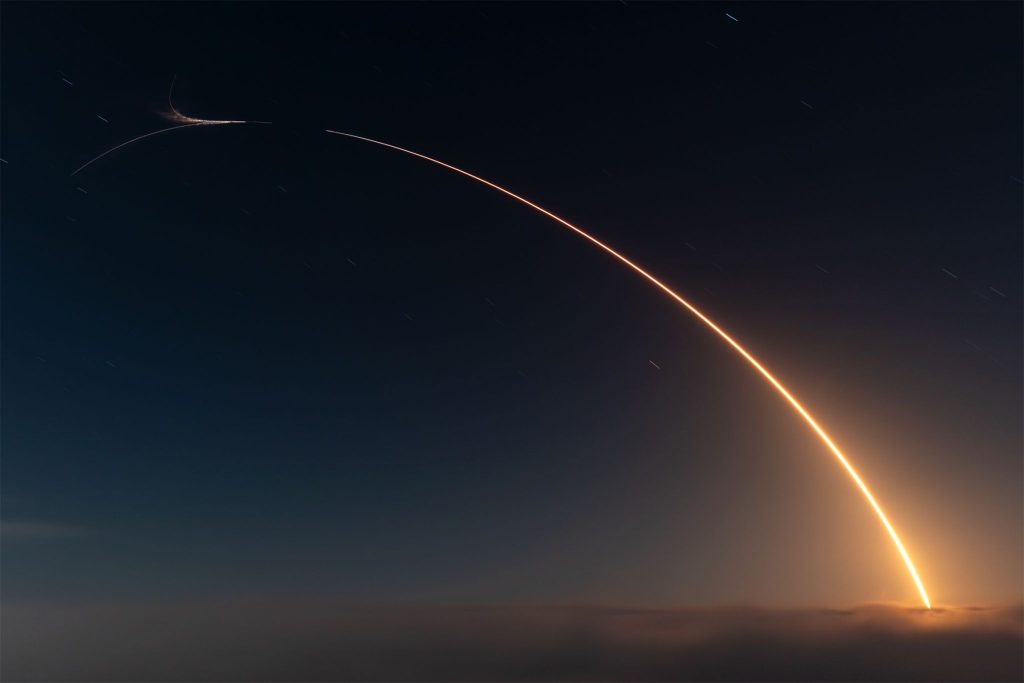 Long exposure of launch vehicle carrying Hellenic Space Dawn